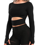 KIWI RATA Women Seamless Long Sleeve Yoga Gym Crop Top Thumb Hole Fitted Sportwear Activewear Shirts - Crybaby Cosmetics Co.