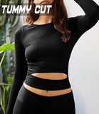 KIWI RATA Women Seamless Long Sleeve Yoga Gym Crop Top Thumb Hole Fitted Sportwear Activewear Shirts - Crybaby Cosmetics Co.