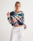 Coral tyedye  Women's Cropped Windbreaker - Crybaby Cosmetics Co.
